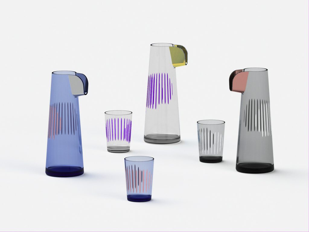 Espaces du design. Carafes Beak et Parrot, Tomas Kral pour Nude Glass, tomaskral.ch, nudeglass.com