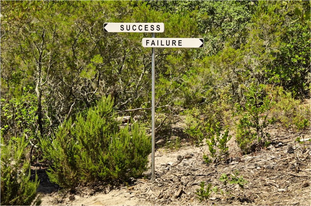 Au domaine de Muy (Parc de sculptures contemporaines), l'oeuvre Success Failure de Gianni Motti oppose désir de réussite et peur de l'échec