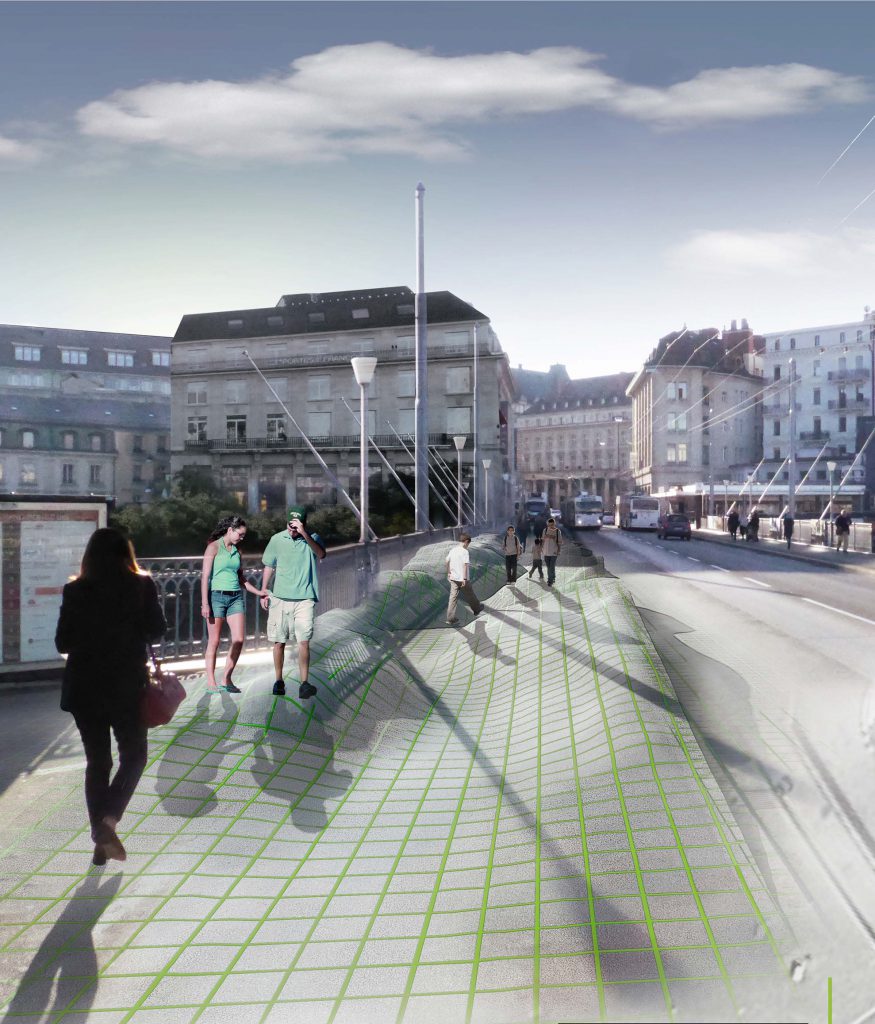 Trottoir nord du Grand Pont. Lausanne Jardin 2018