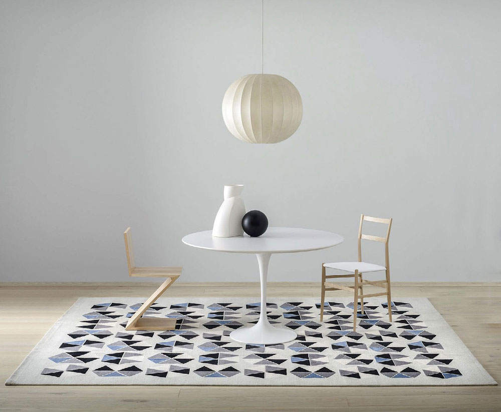Les meubles et accessoires décoratifs de Gio Ponti. Esagoni, Amini Carpets