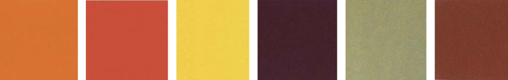 Couleurs vintage. Nuancier années soixante-dix, septante, seventies