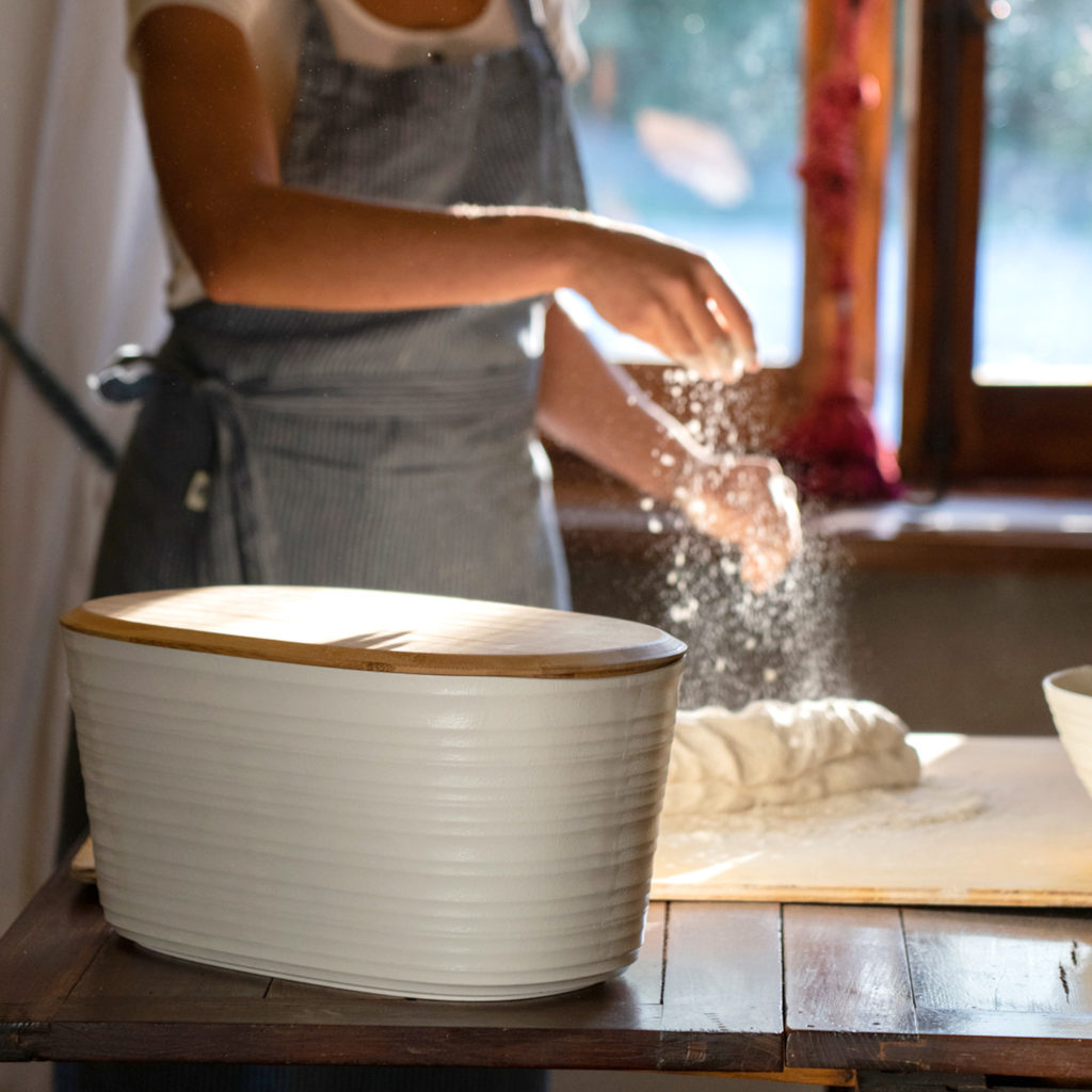 Cuisine, solutions design et écologiques. Boîte de rangement Circle Tierra, Fratelli Guzzini. 