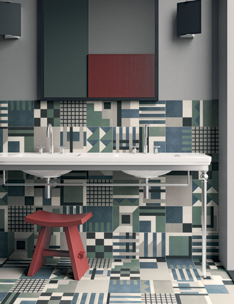 Carrelage géométrique. Tendance décoration effet graphique