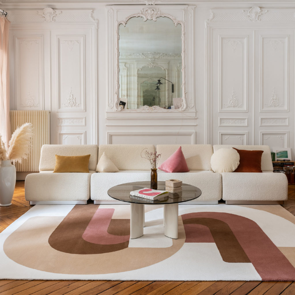 Tapis géométrique. Tendance décoration effet graphique