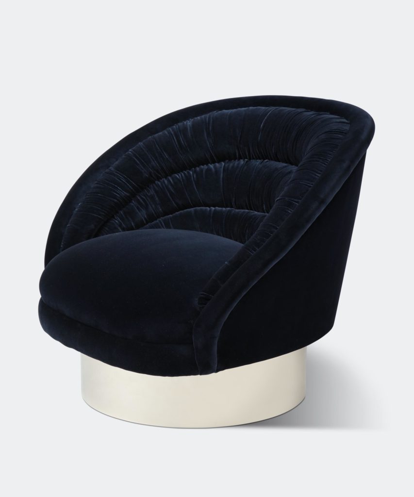 Meuble, fauteuil inspiré des seventies et pour créer une décoration glamou des années 70, 70's