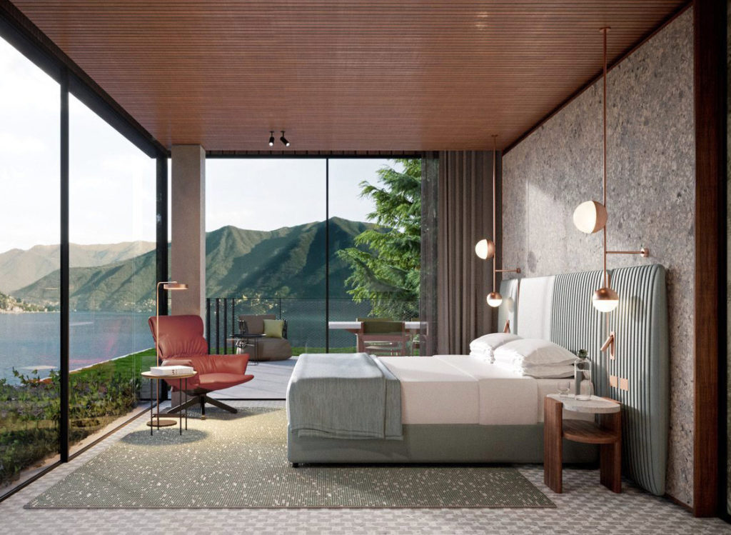Chambre et lit de luxe, moderne et contemporain