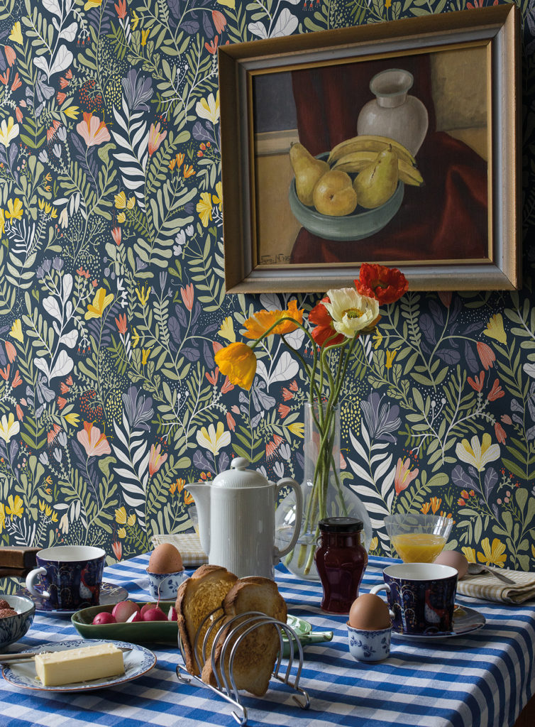 Papier peint style fleuri Flower power des années 60' et 70'