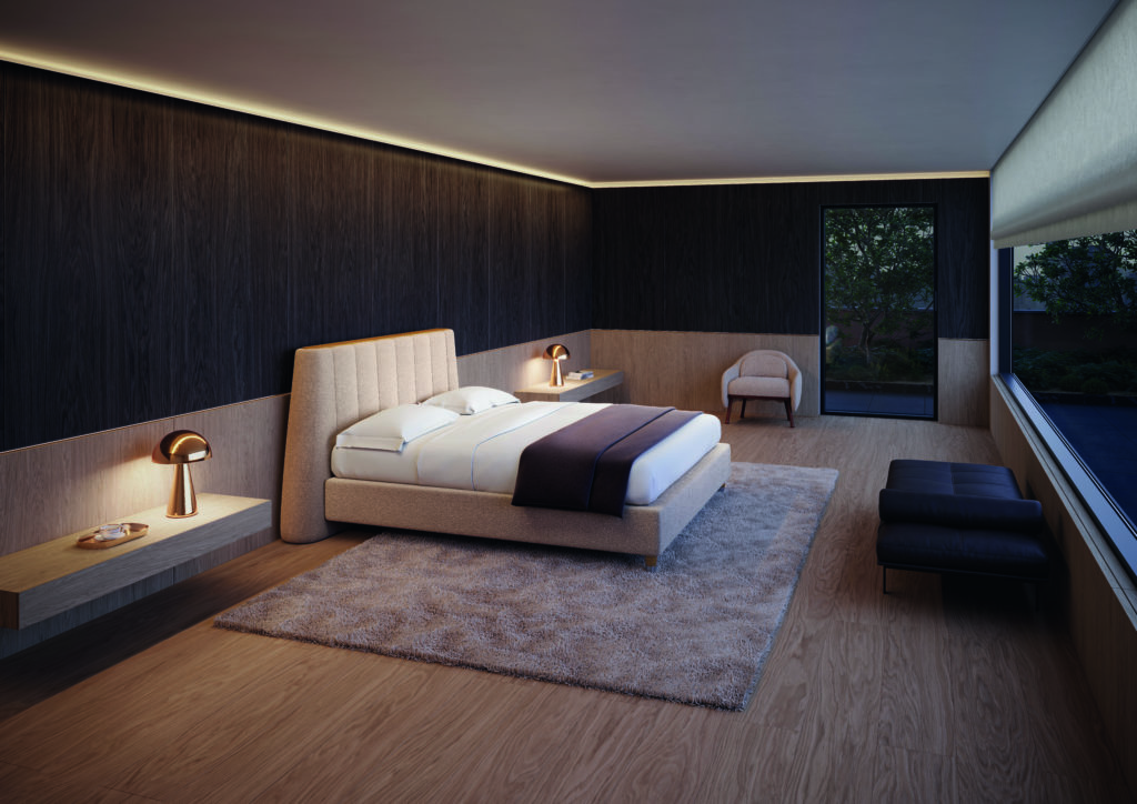 Chambre et lit de luxe, moderne et contemporain